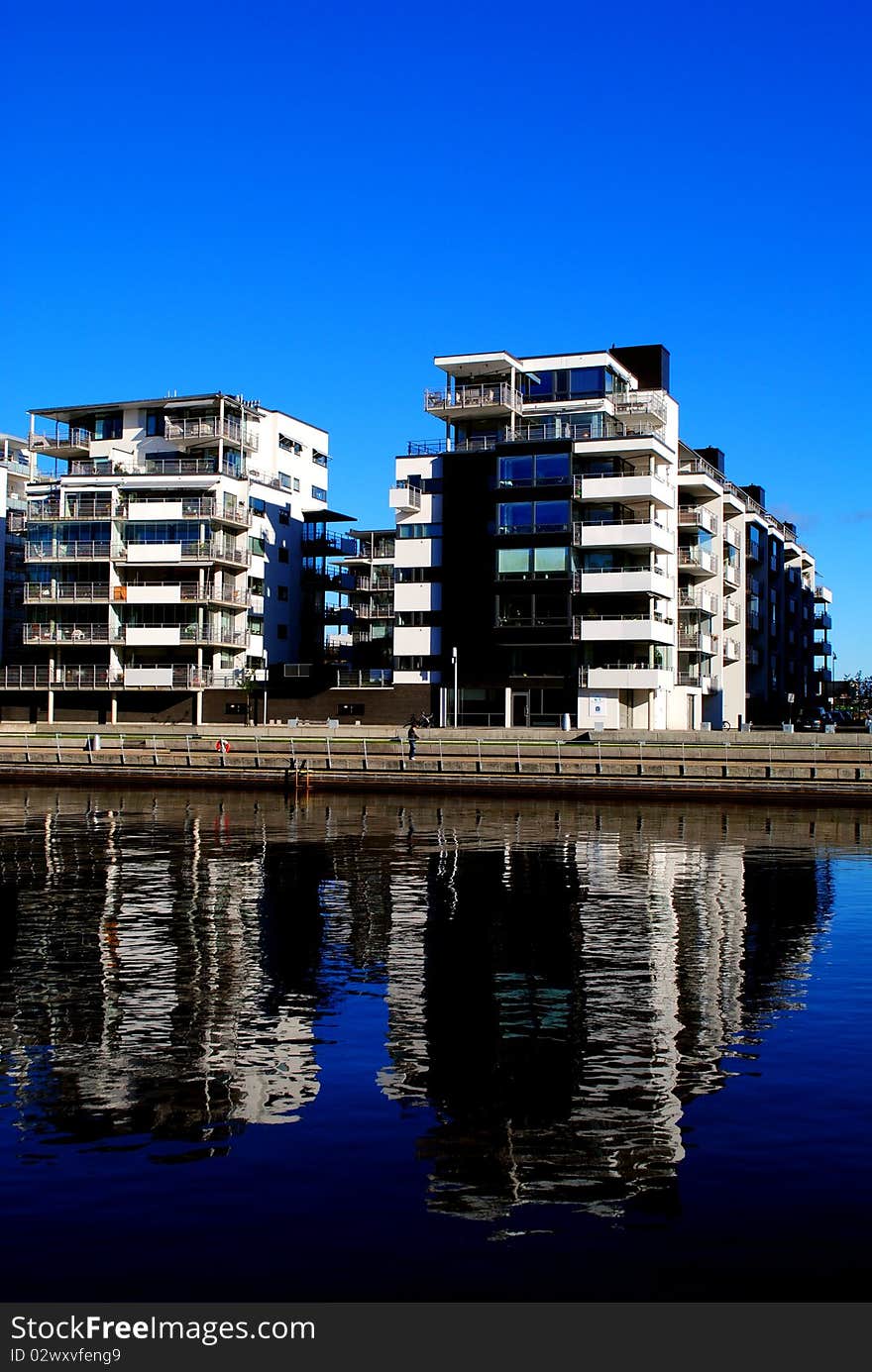 Two modern house near the river