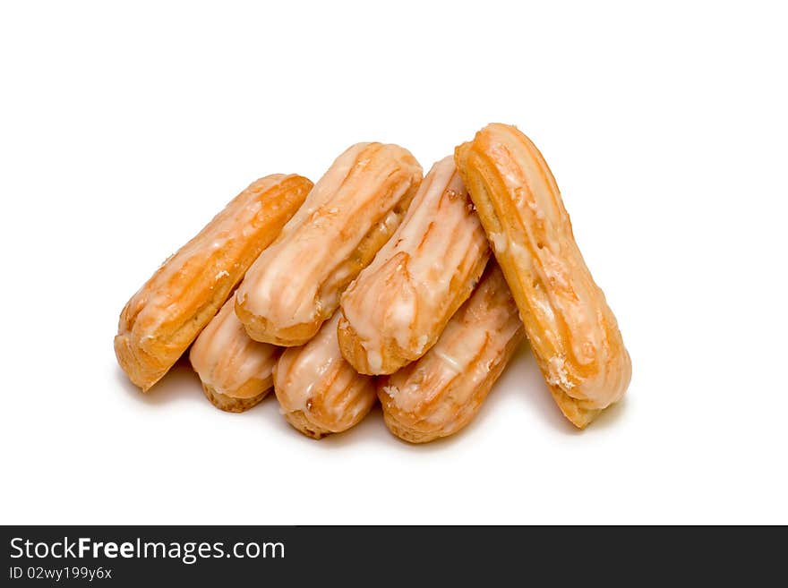 French Pastries On White Background