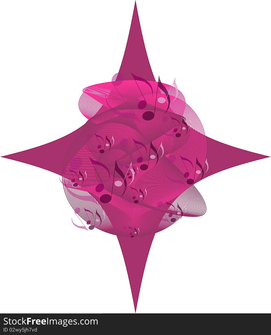 Pink star with a grid and notes