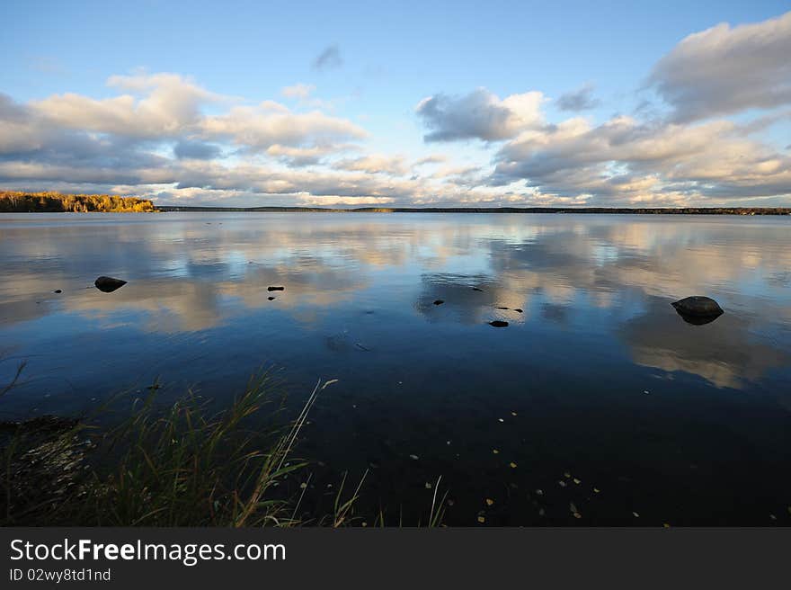 Autumn coast of lake (evening). Autumn coast of lake (evening)