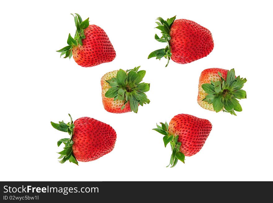 Red strawberry on white background