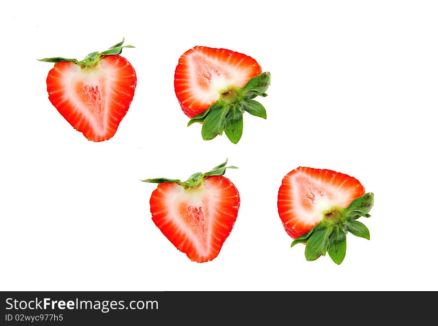 Red strawberry on white background