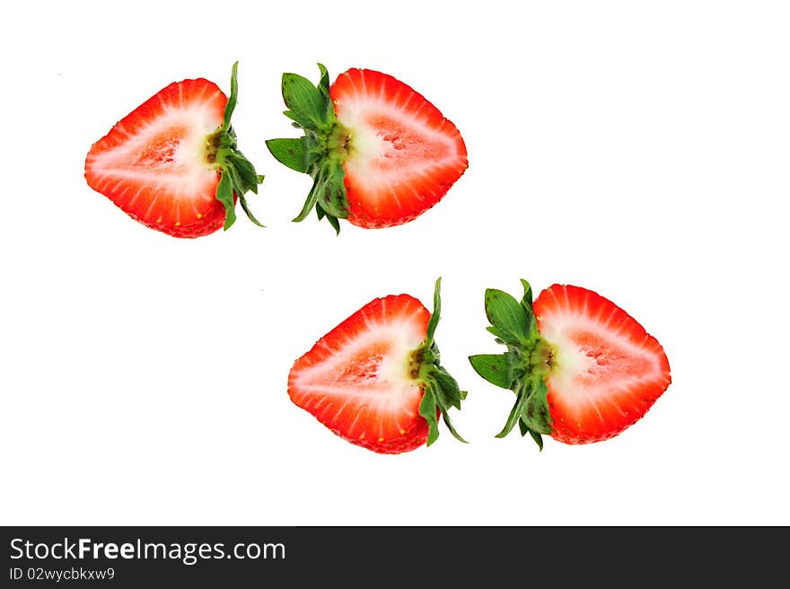 Red strawberry on white background