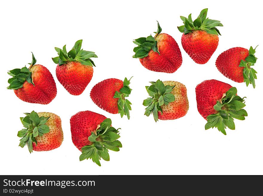 Red strawberry on white background