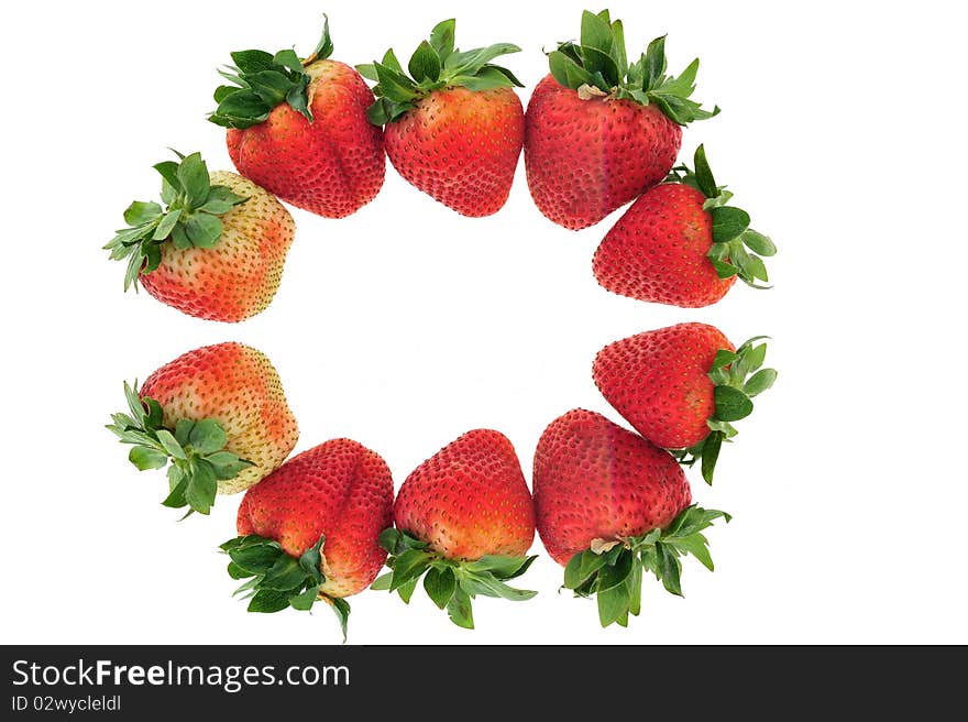 Red strawberry on white background