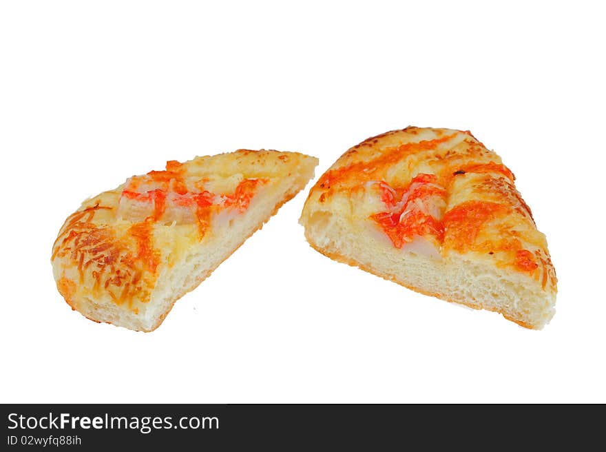 Ham bread on white background