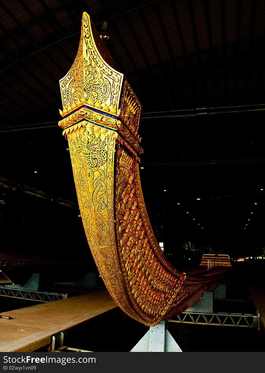 Thai royal prow gold art wooden. Thai royal prow gold art wooden