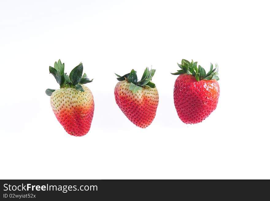 Red strawberry on white background