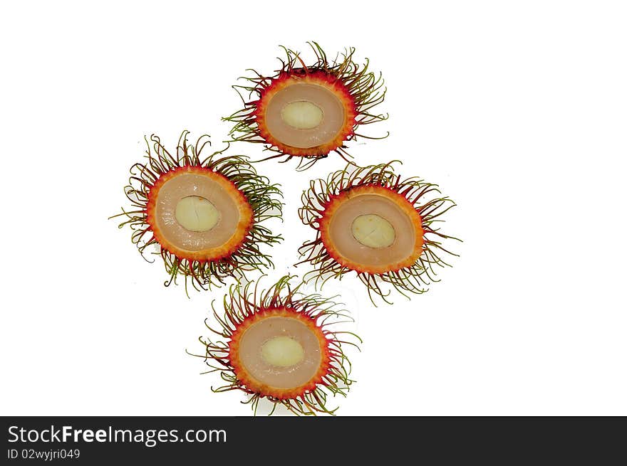 Rambutan fruit on white background