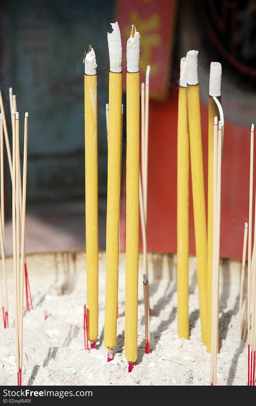 Close up of joss stick at the temple