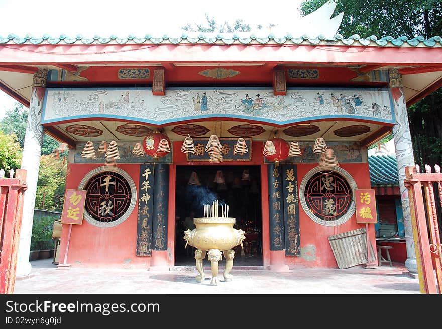 Close up of temple with sky and tree as background. Close up of temple with sky and tree as background