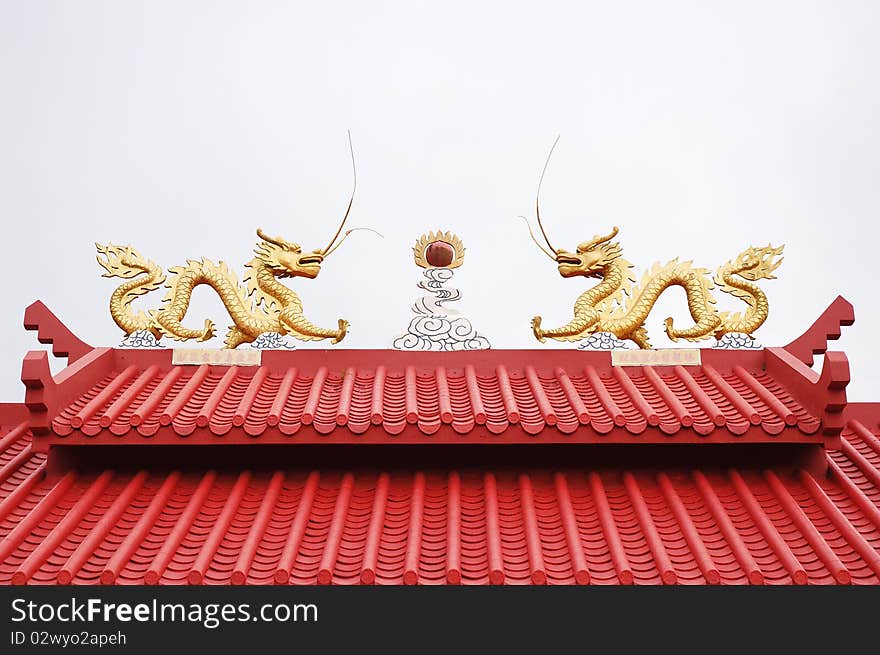 Close up of roof temple with cloudly sky. Close up of roof temple with cloudly sky