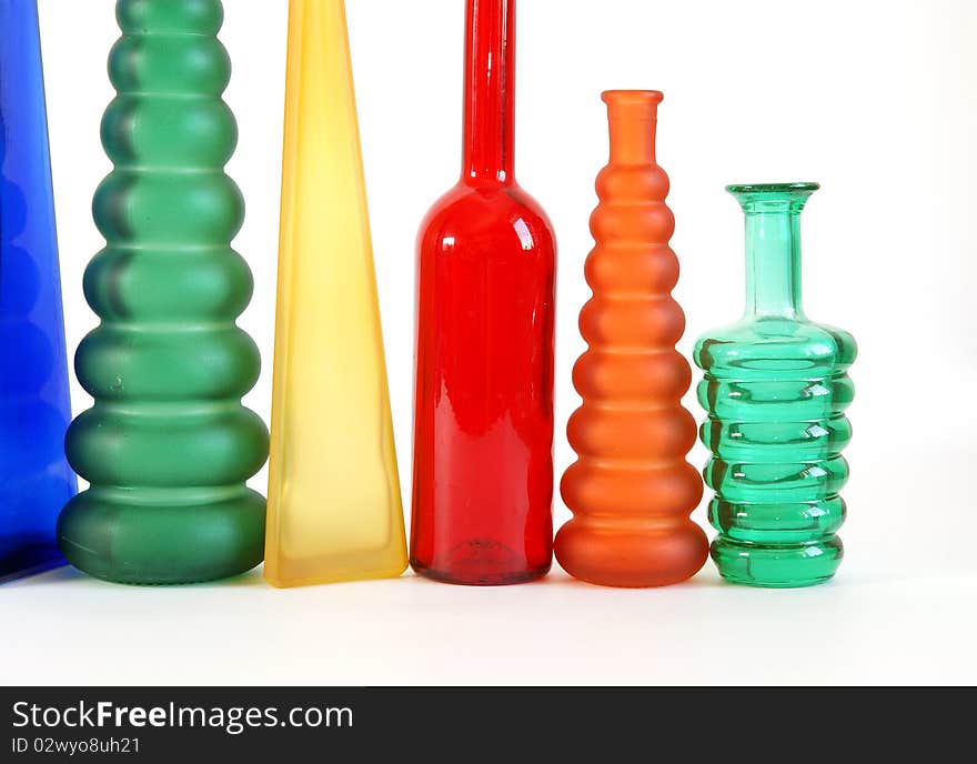 Colored glass vase on a black background