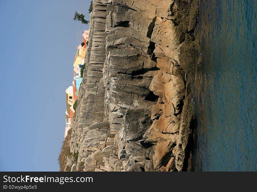 View on houses on rocks