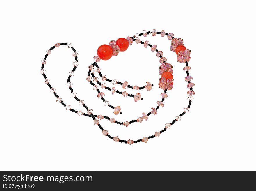 Gem necklace jewelery on white background