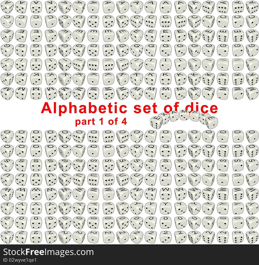 Sprites set Alphabetic Dice it's full set consist from letters, digits and signs on a top side of the dice. Dice are rotated on 360 �������� with step of 20 degrees. On lateral sides dice looks like usual dice. By means of the given set it is possible to make any inscription from dice. Each sprite have size 256x256 pixels. Part 1 of 4. Sprites set Alphabetic Dice it's full set consist from letters, digits and signs on a top side of the dice. Dice are rotated on 360 �������� with step of 20 degrees. On lateral sides dice looks like usual dice. By means of the given set it is possible to make any inscription from dice. Each sprite have size 256x256 pixels. Part 1 of 4