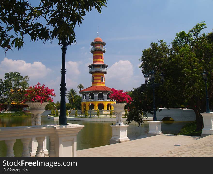 Watchtower at Bang pa in palace Ayuthaya Thailand