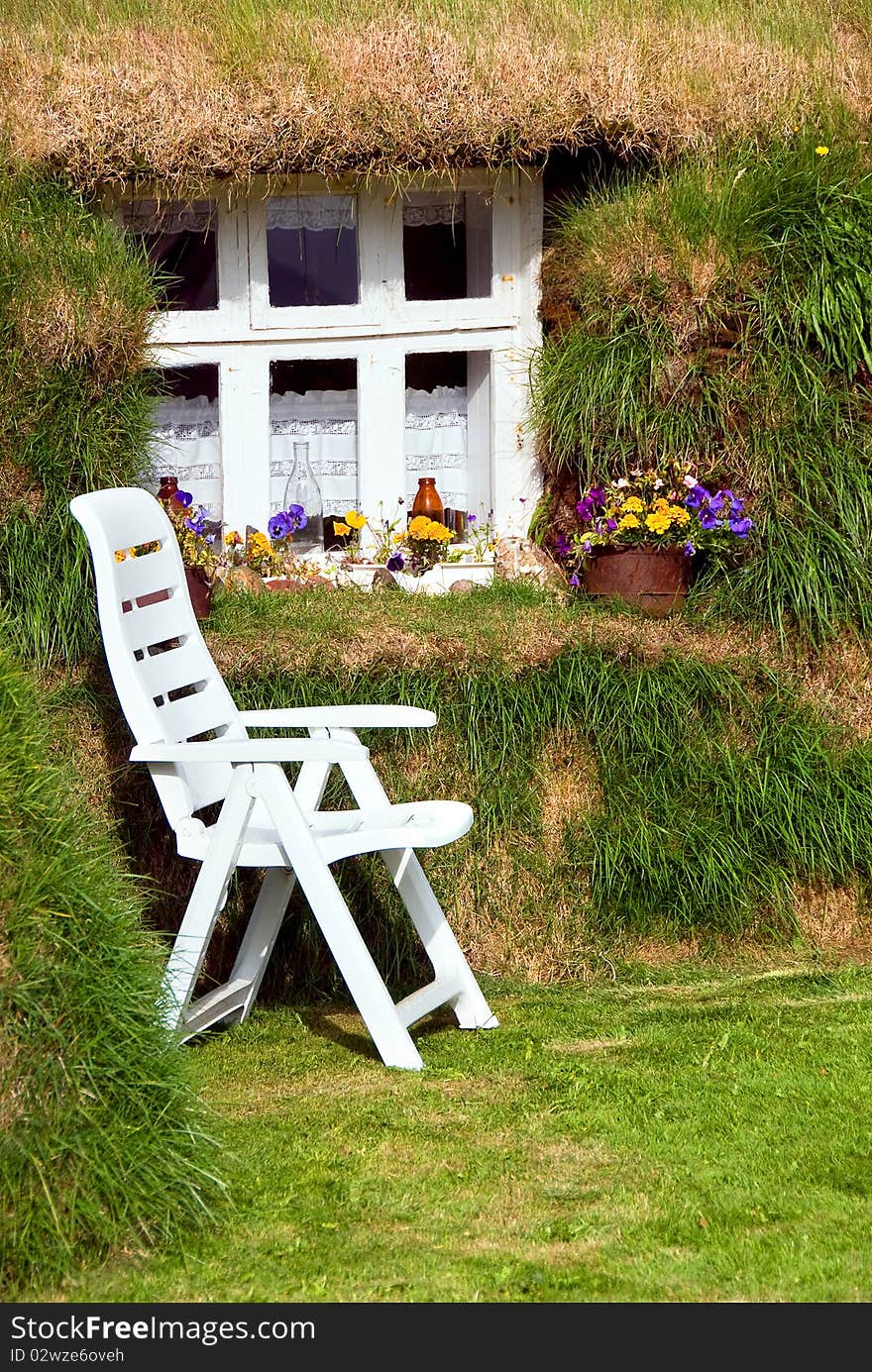 Iceland hairy house with grass on the walls and roof. Iceland hairy house with grass on the walls and roof