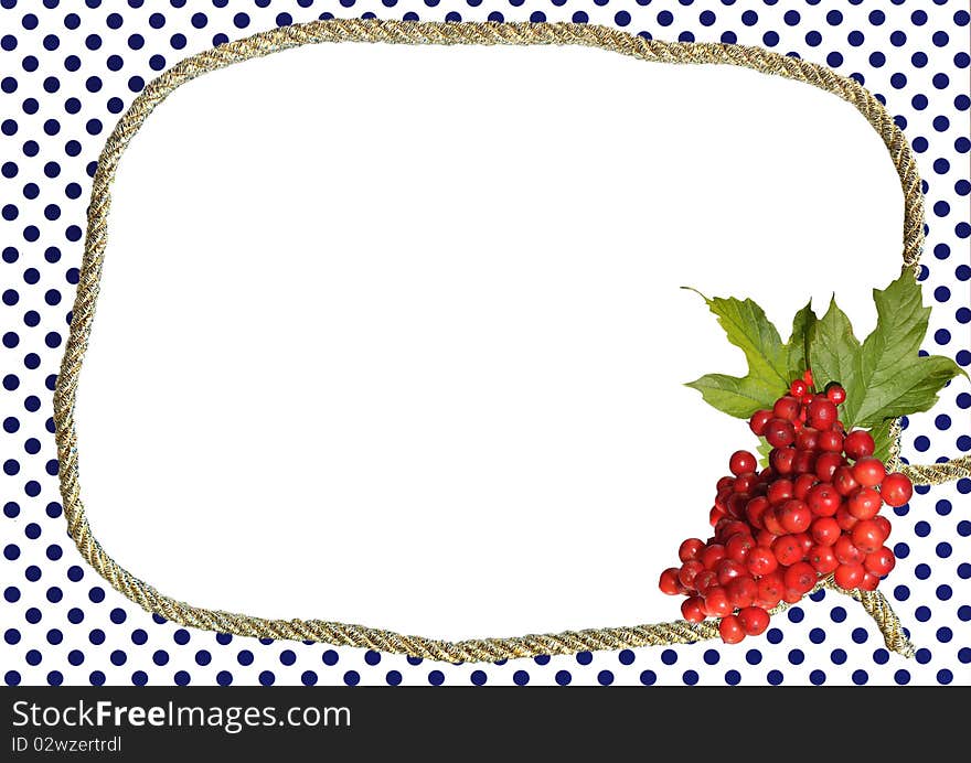 Decorative dotted frame with red berries - background for your text or picture. Decorative dotted frame with red berries - background for your text or picture