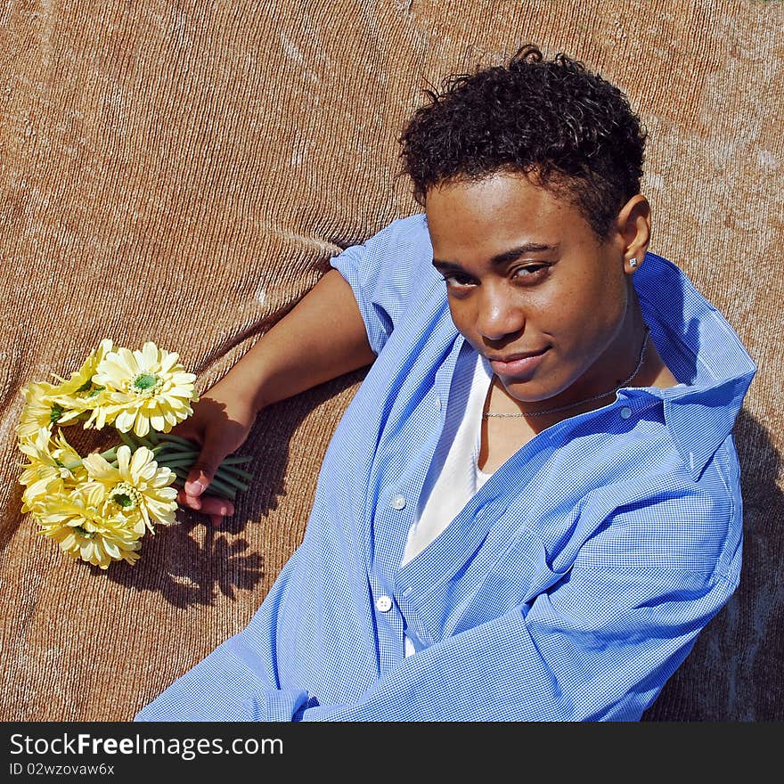 Woman with Yellow Flowers 1