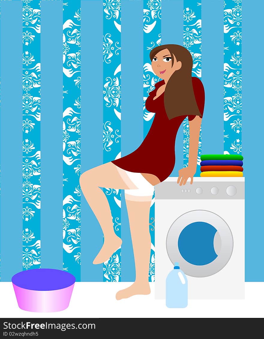 Housewife In The Laundry