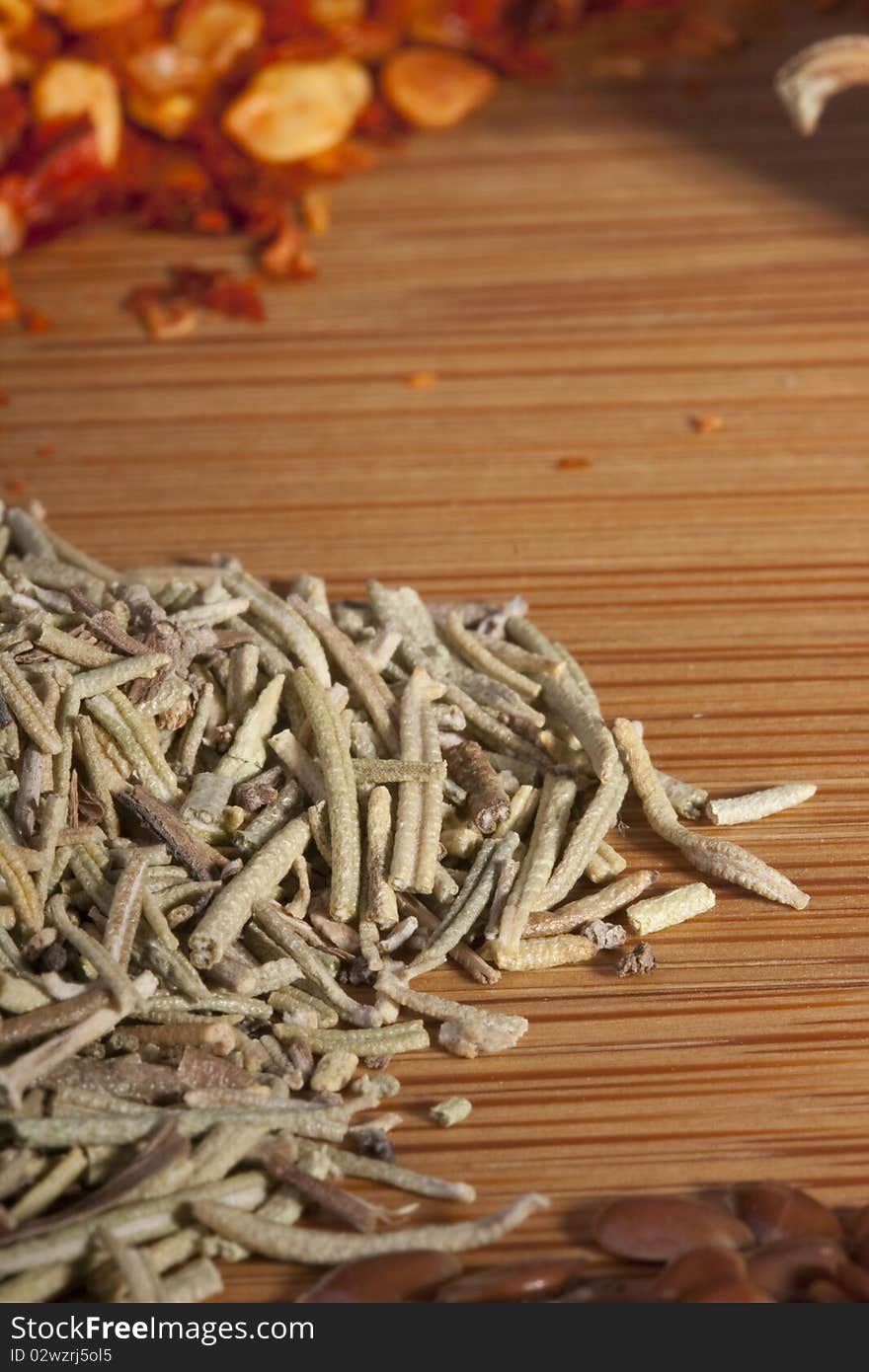 Kitchen board with spices