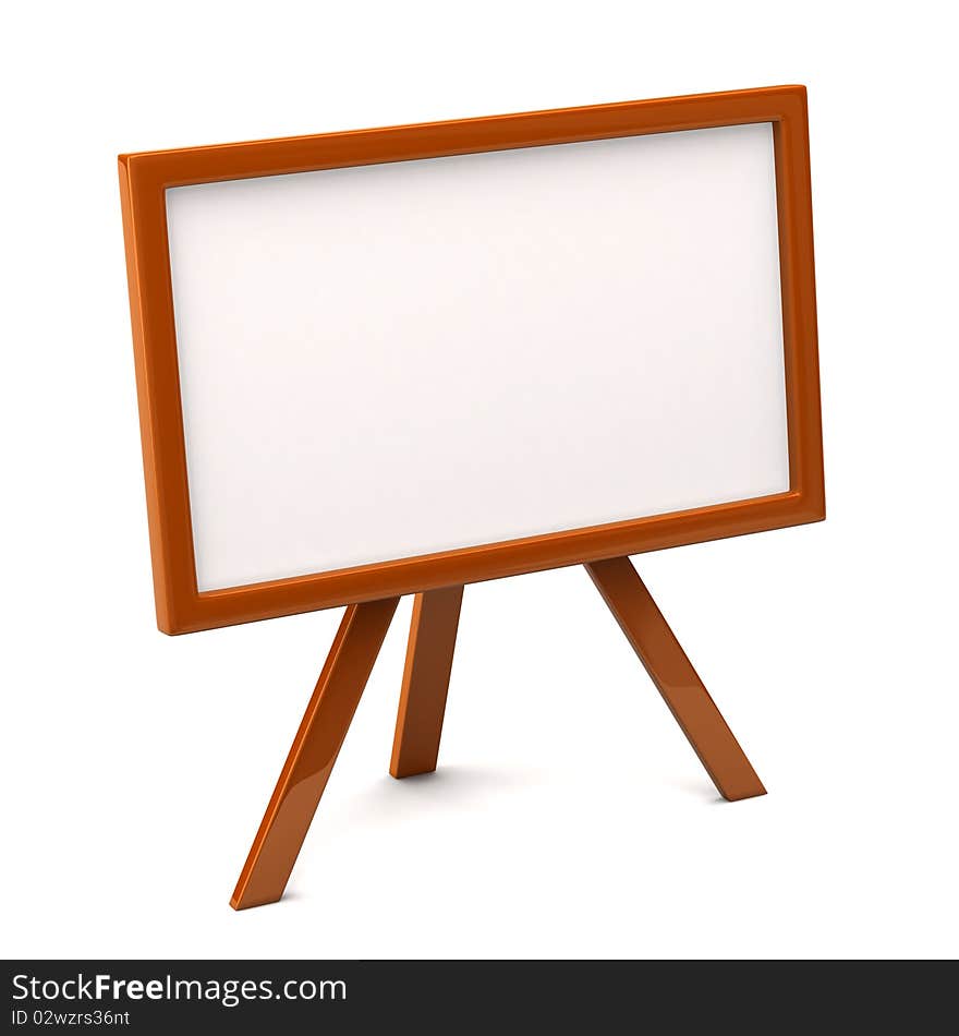 Orange easel with blank canvas