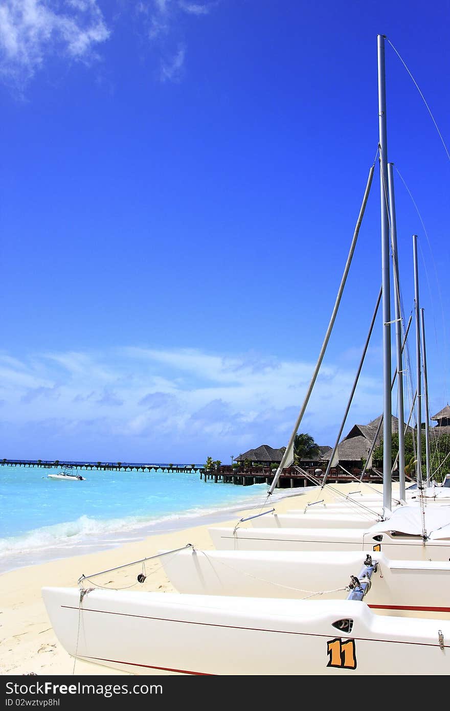 Sailboat In Beach, Maldives