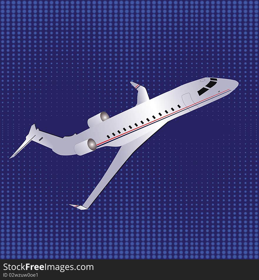 Template with white airplane, illustration. Template with white airplane, illustration