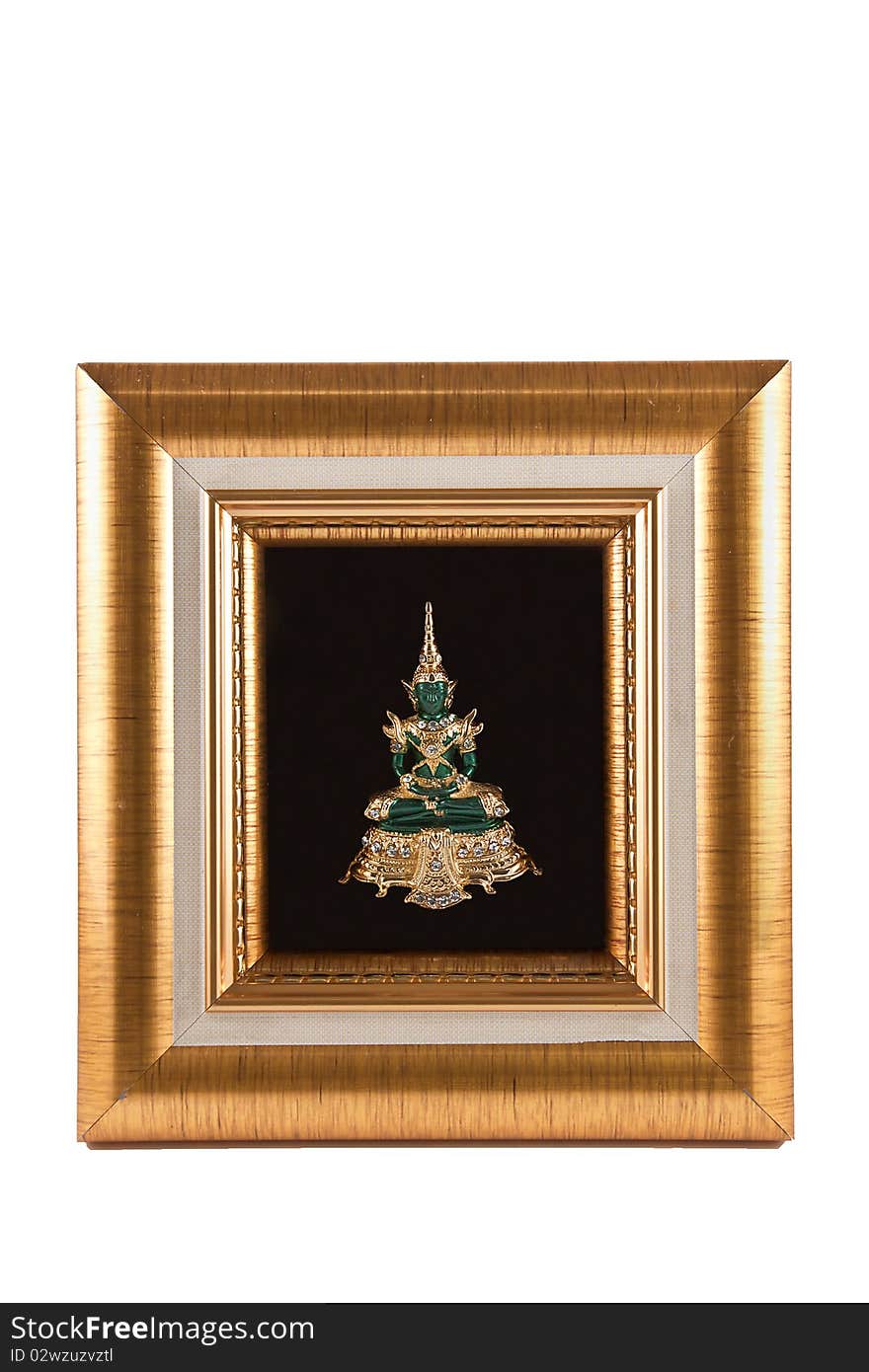 Thai Emerald buddha in gold luxurious photo frame