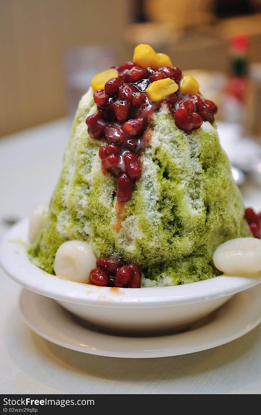 Japanese green tea ice dessert