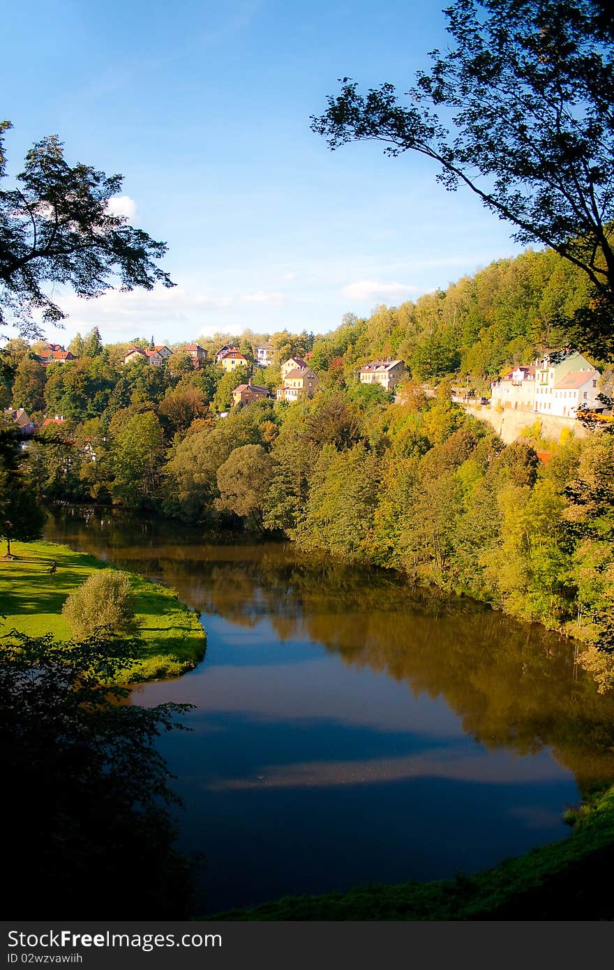 Autumn landscape on the river