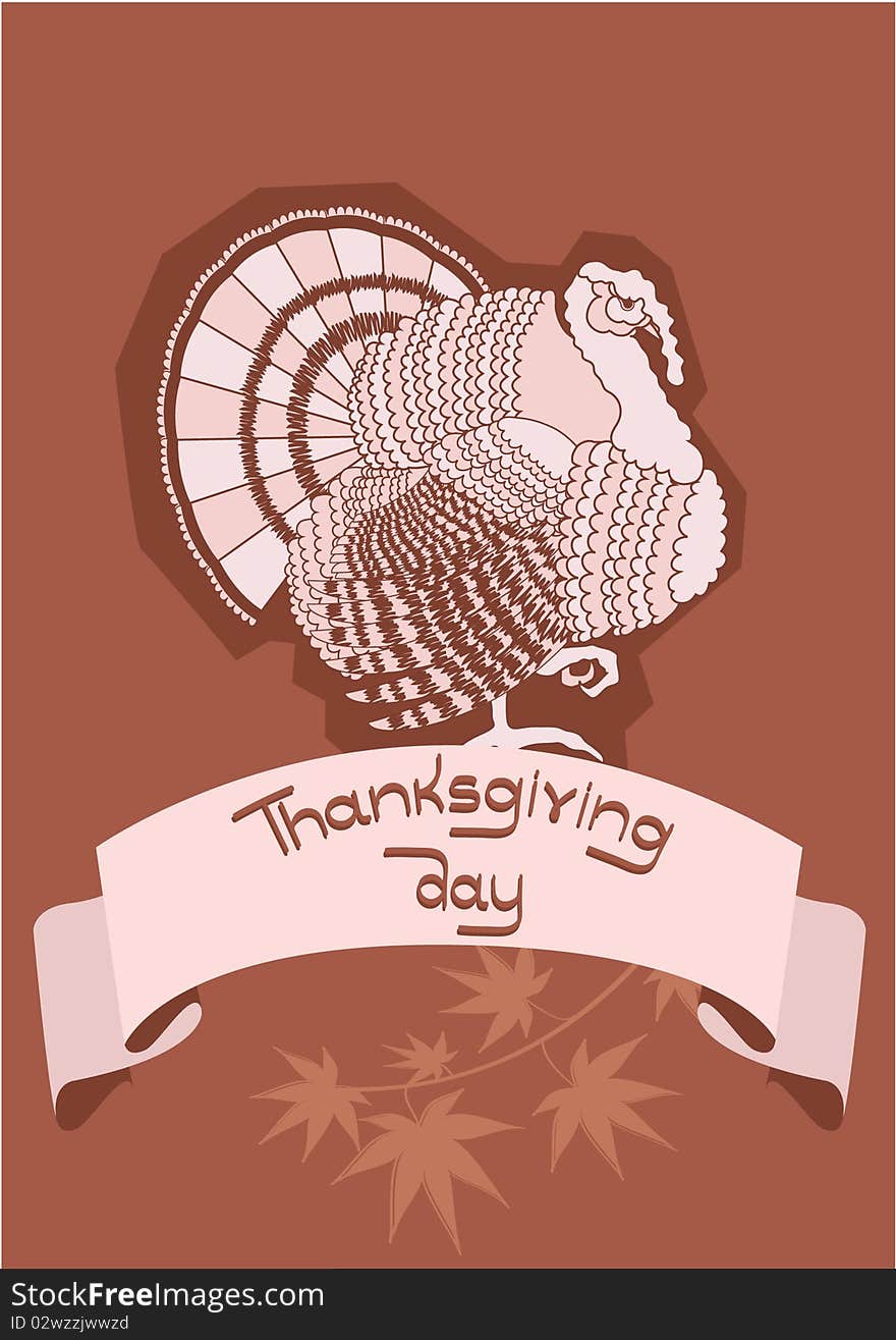 Turkey postcard.Vector thanksgiving background. Turkey postcard.Vector thanksgiving background