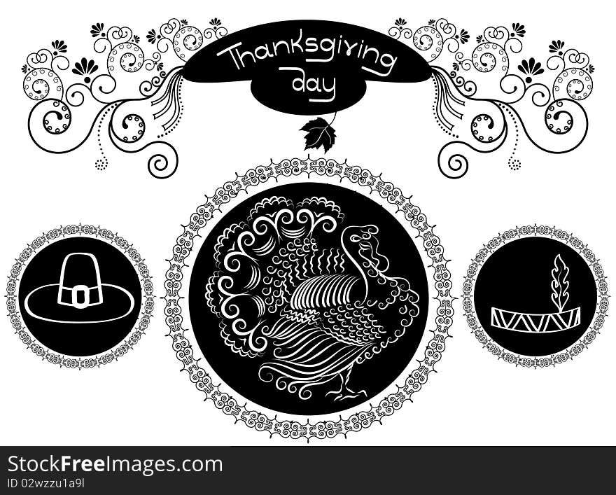 Turkey postcard.Vector thanksgiving background. Turkey postcard.Vector thanksgiving background