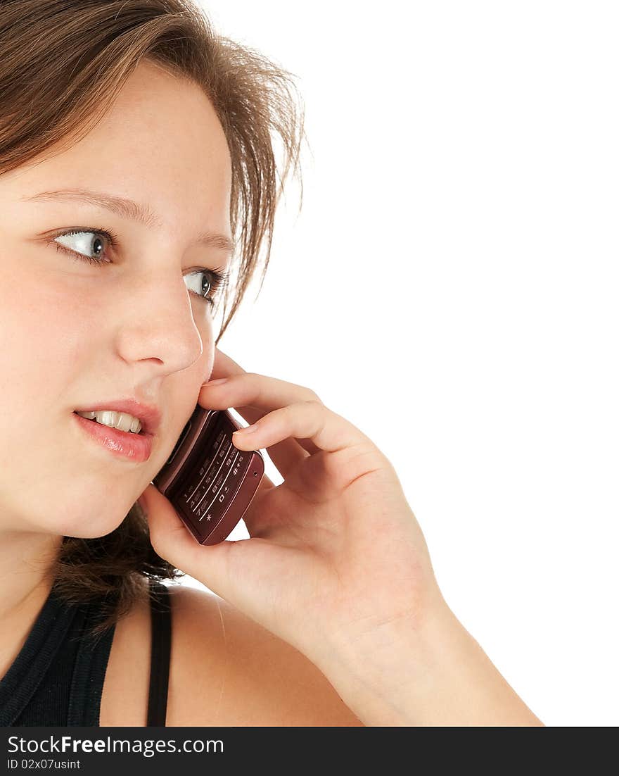 Young woman talking on her mobile phone