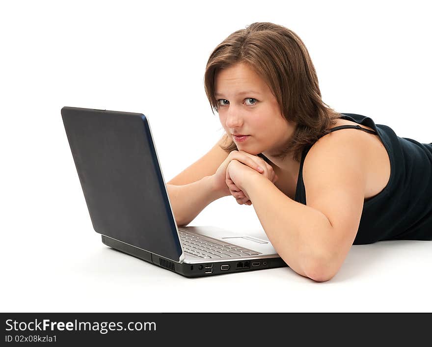 Woman working on a laptop