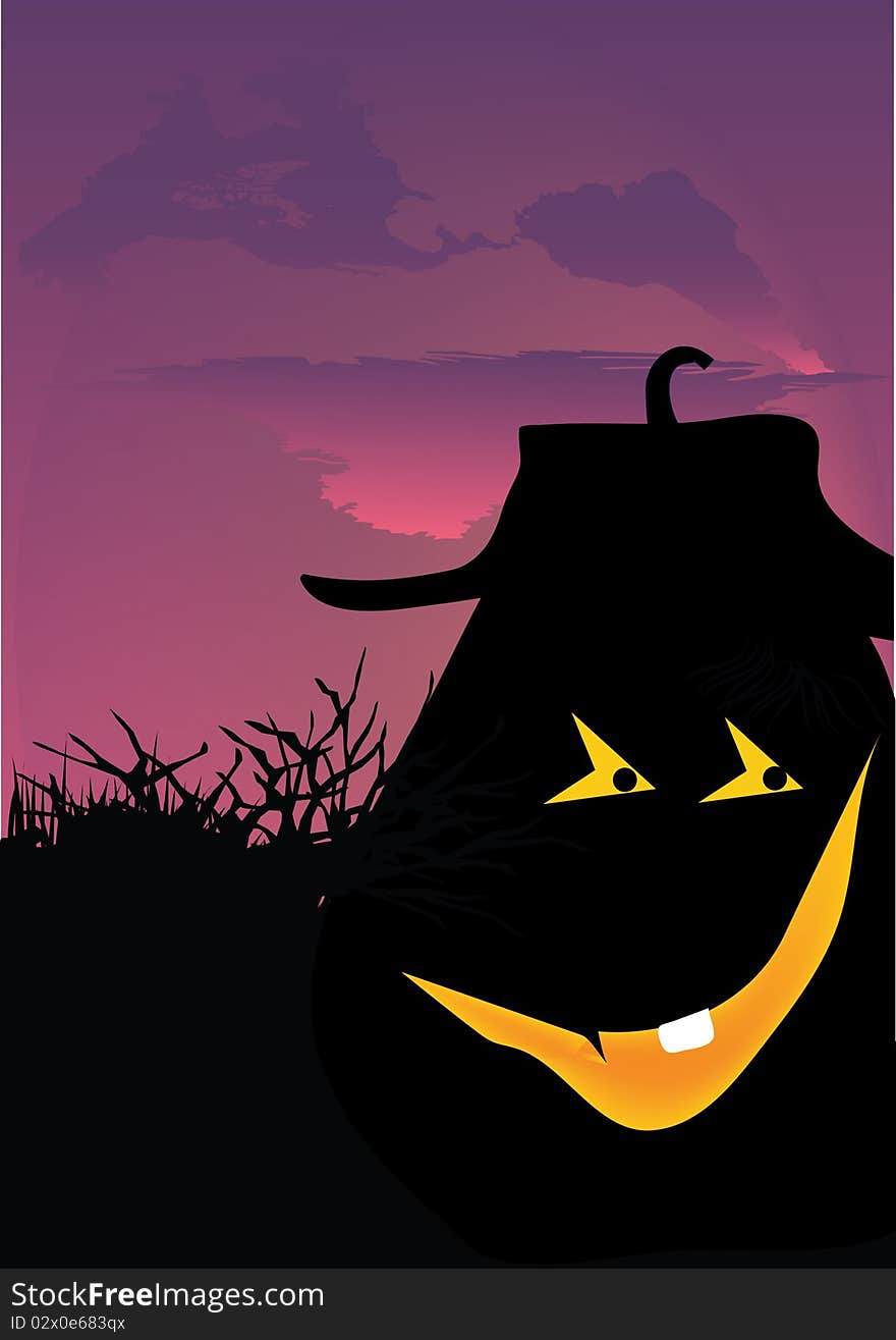 Halloween card with pumpkin,illustration