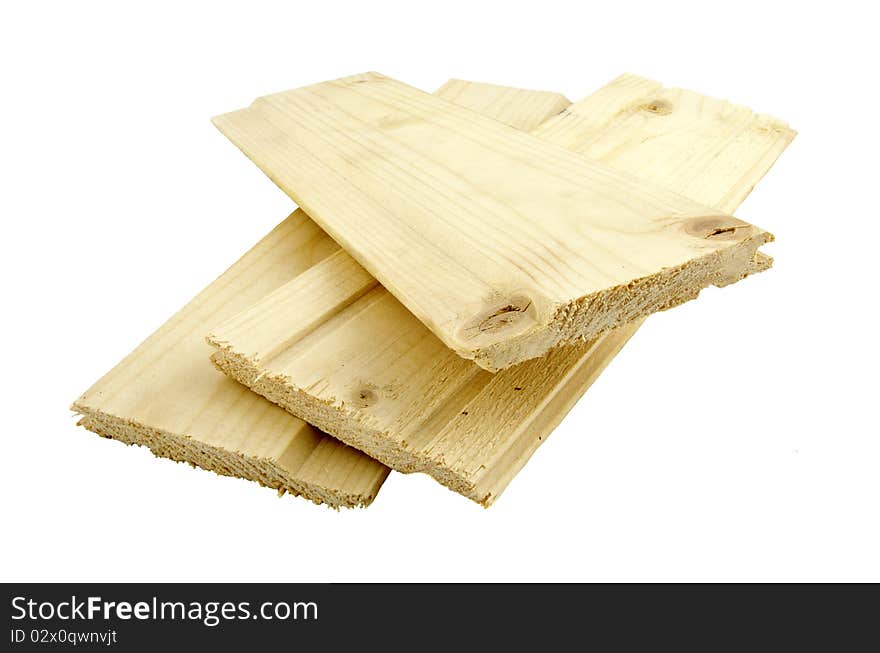 Wooden boards on a white background