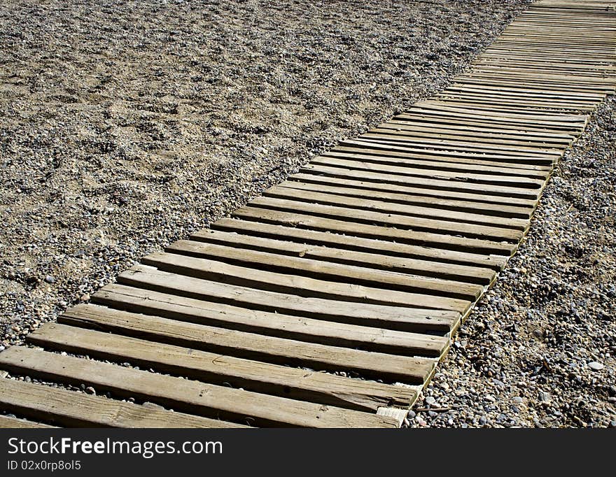 Walkway on a shingle beach