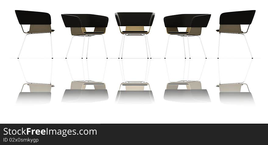 High resolution 3d render of  modern chairs