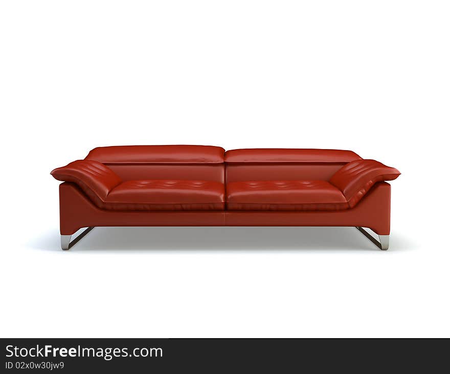 Red 3d sofa isolated on the white background. Red 3d sofa isolated on the white background