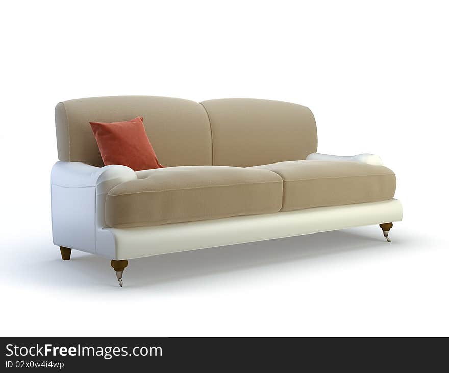 Stylish 3d sofa isolated on the white background. Stylish 3d sofa isolated on the white background