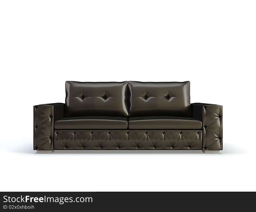 Black leather 3d sofa isolated on the white background. Black leather 3d sofa isolated on the white background