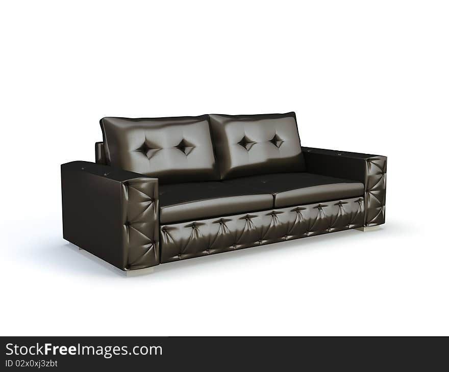 Black leather 3d sofa isolated on the white background. Black leather 3d sofa isolated on the white background