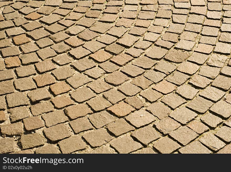 Radial cobblestones in the street. Radial cobblestones in the street