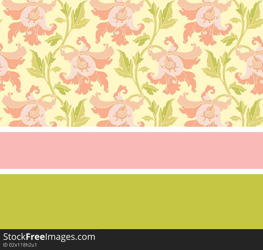 Greetings card with flowers, vector illustration