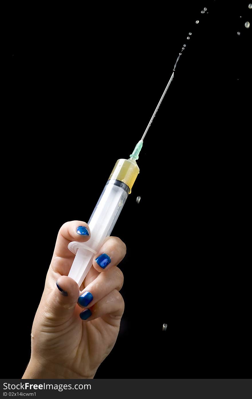 Woman hand and inject insulin