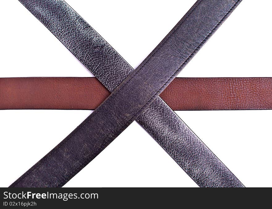 3 Belts over white background