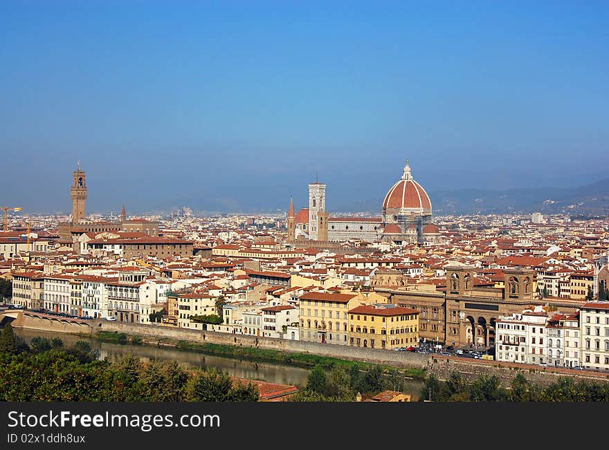 View of Florence, Italy from Michelangelo Plaza. View of Florence, Italy from Michelangelo Plaza