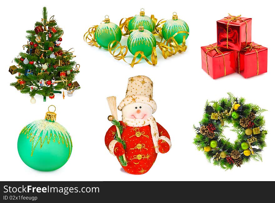 Christmas set isolated on white background